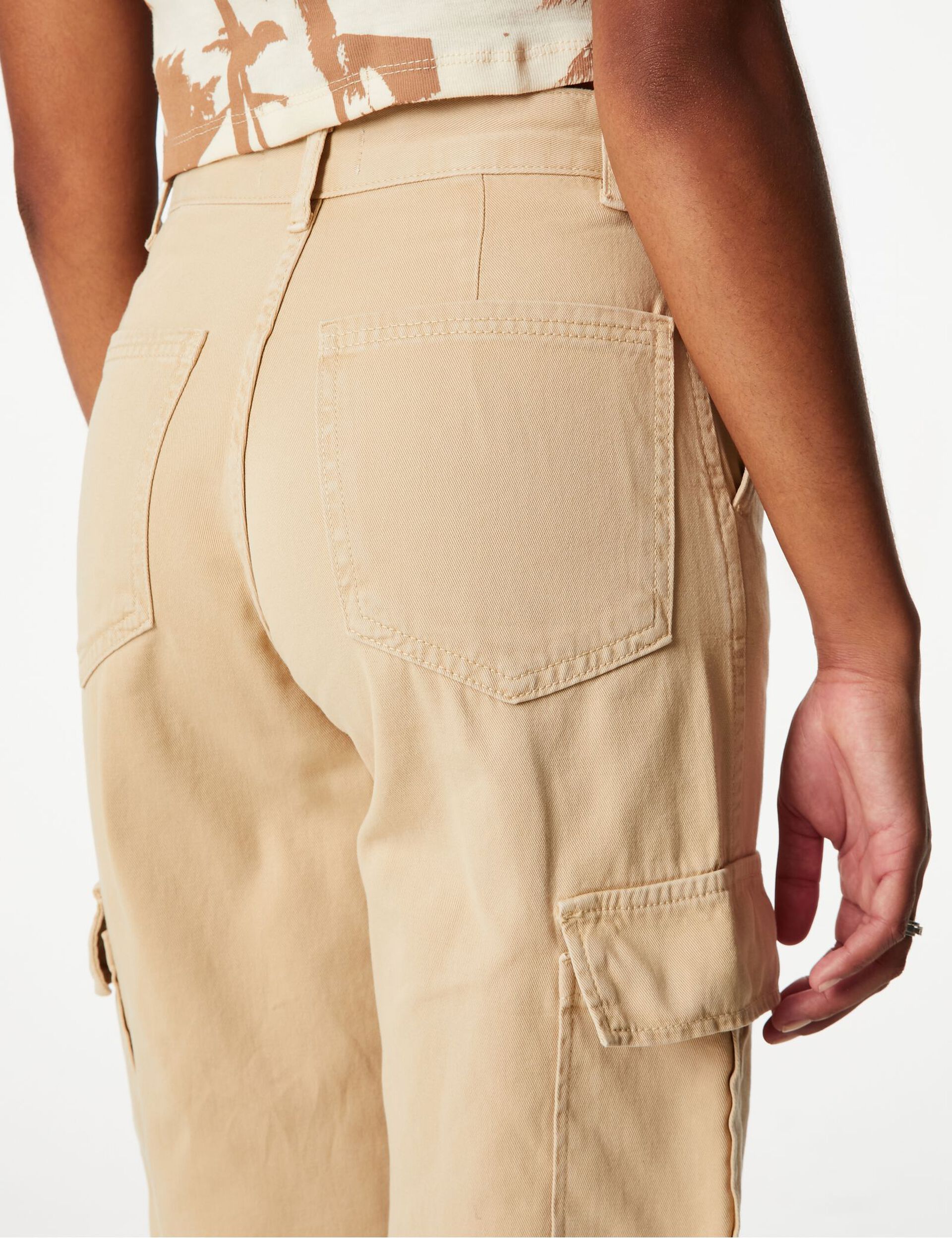 Pantalon cargo straight beige