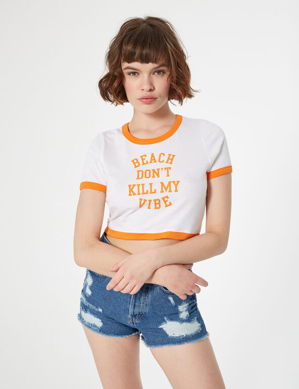 Plain t-shirt with slogan teen
