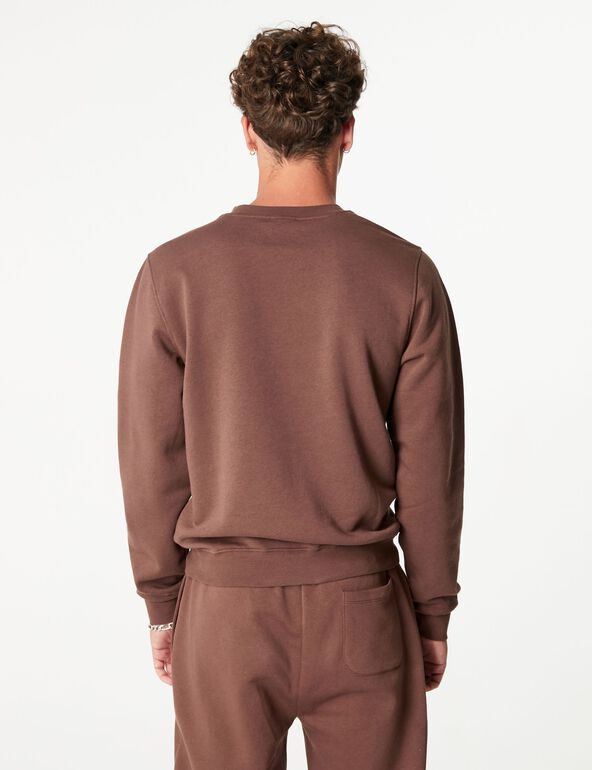 Sweat marron col rond basic homme
