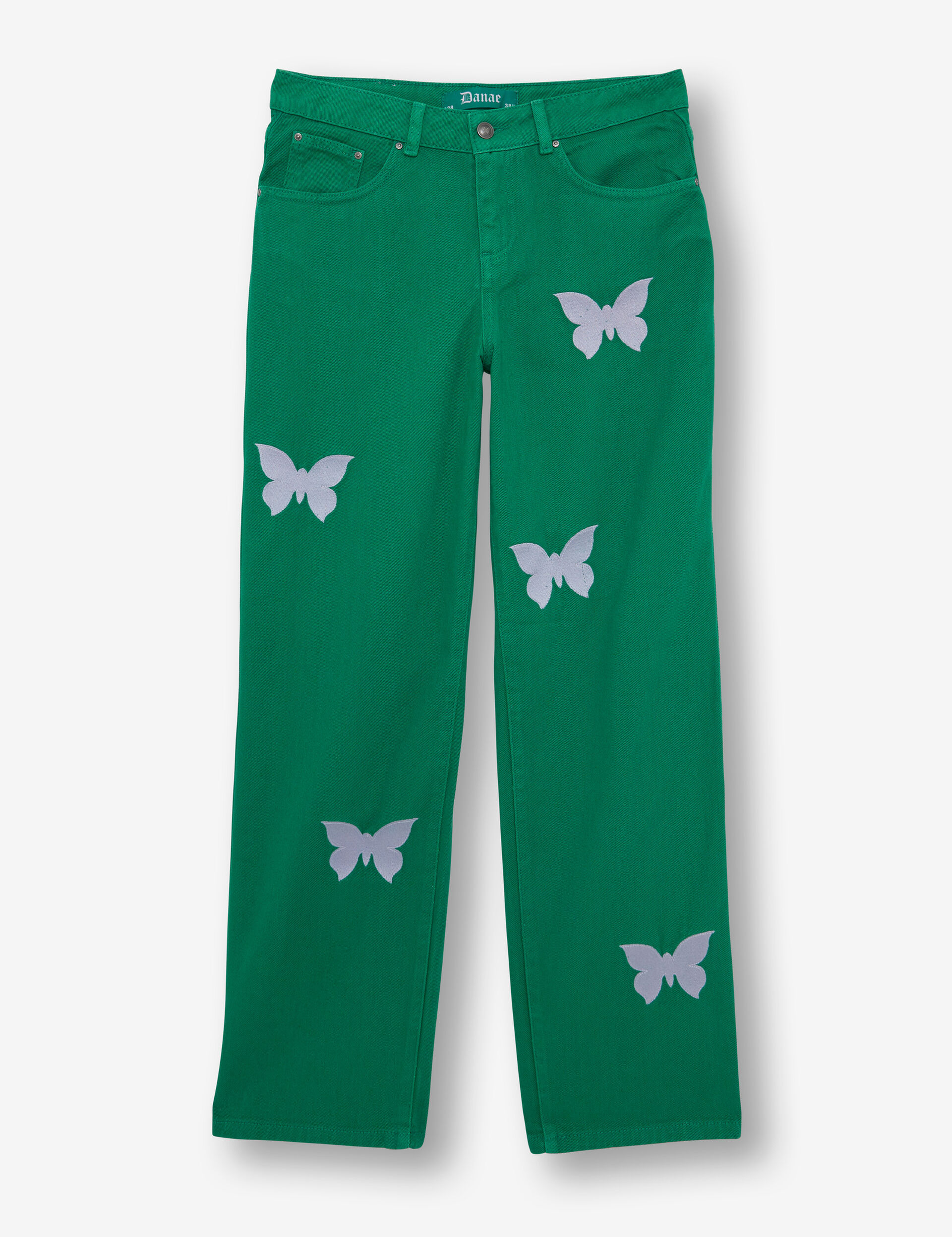 Green Envy butterfly jeans