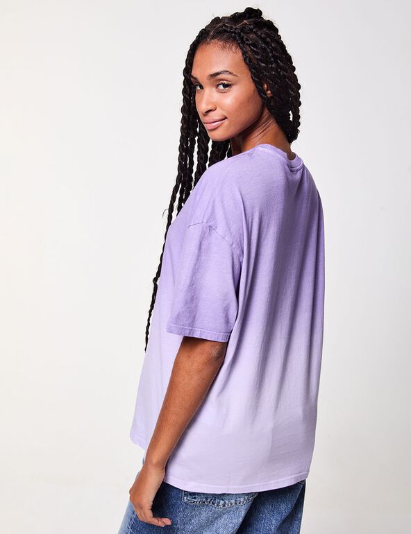 T-shirt oversize lilas à message fille