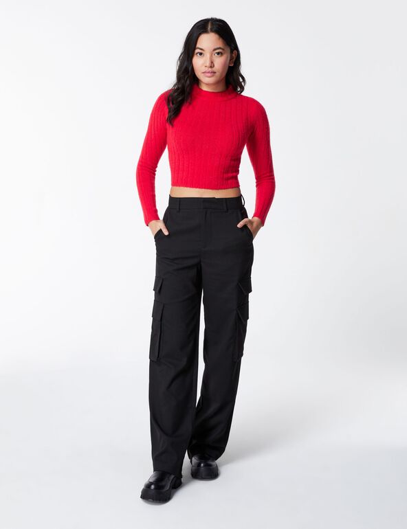 Pull doux dos ouvert rouge woman