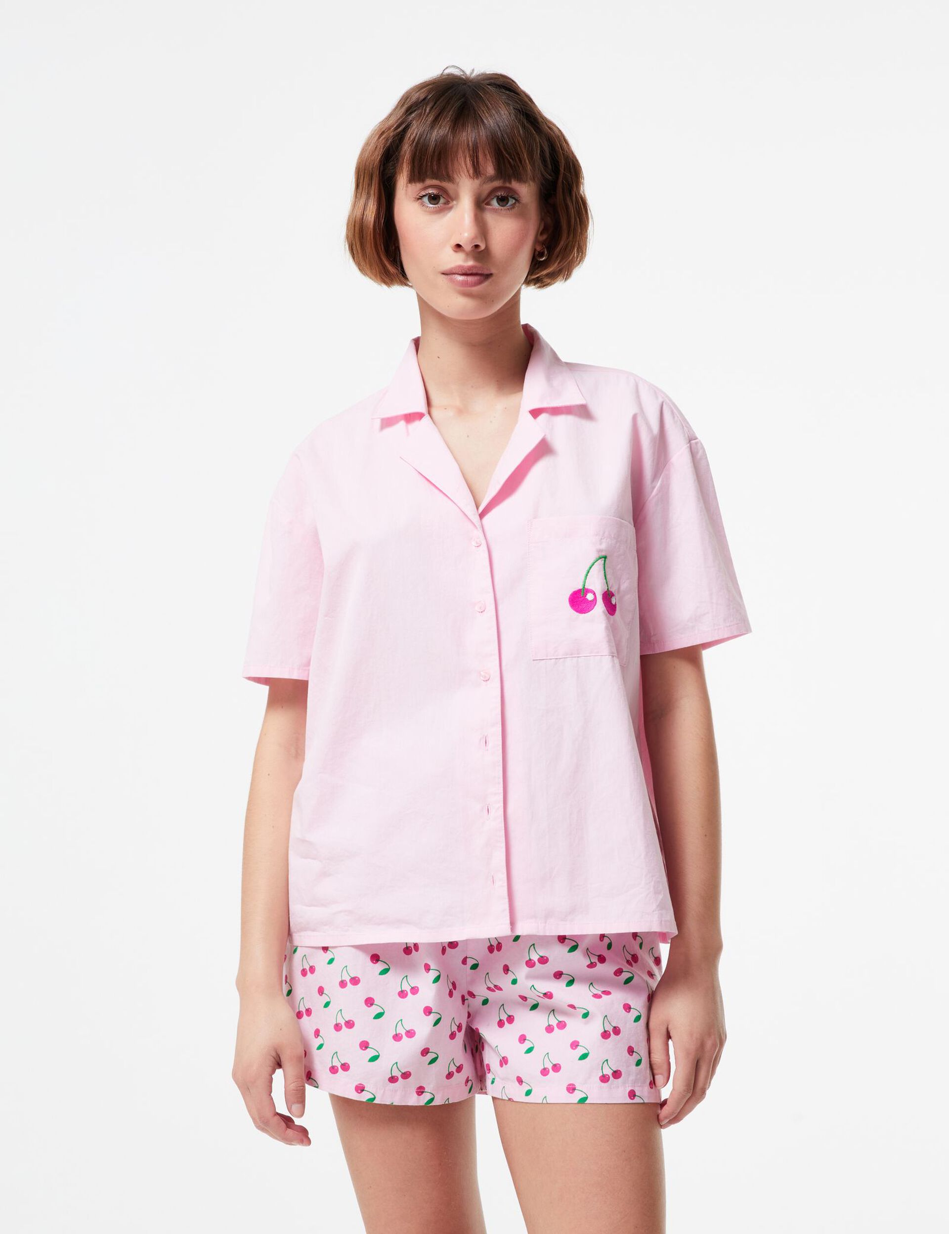 Set pyjama motif cerise rose