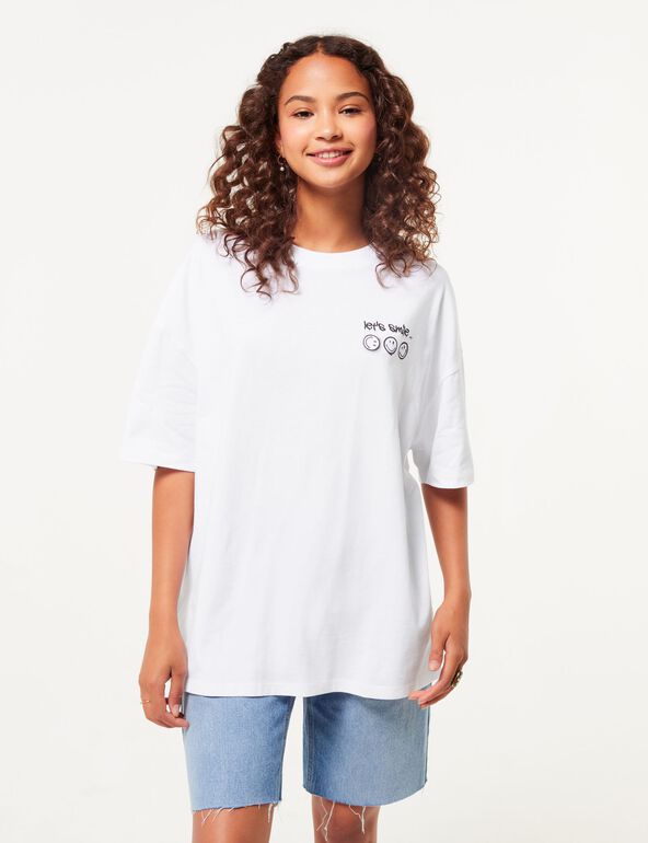 T-shirt oversize blanc SMILEY ORIGINALS X DCM JENNYFER girl