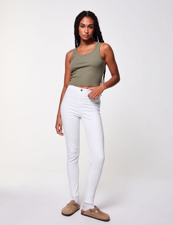 Jegging taille haute blanc teen