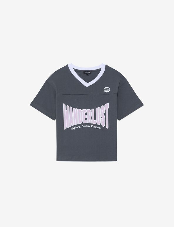 T-shirt à message : wanderlust gris foncé teen