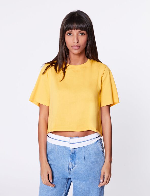Tee-shirt court oversize jaune  ado