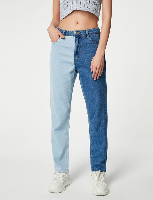 Two-tone mom jeans girl