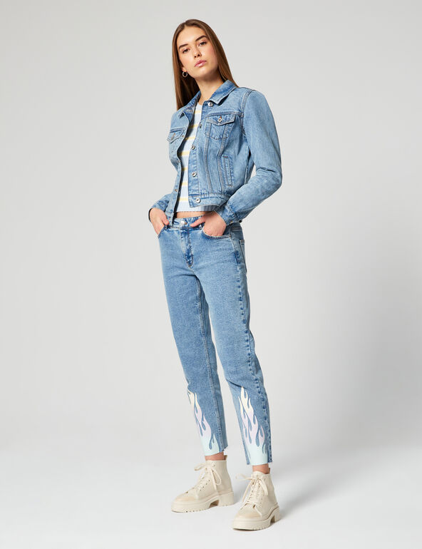 Slim fit mom jeans with flames teen