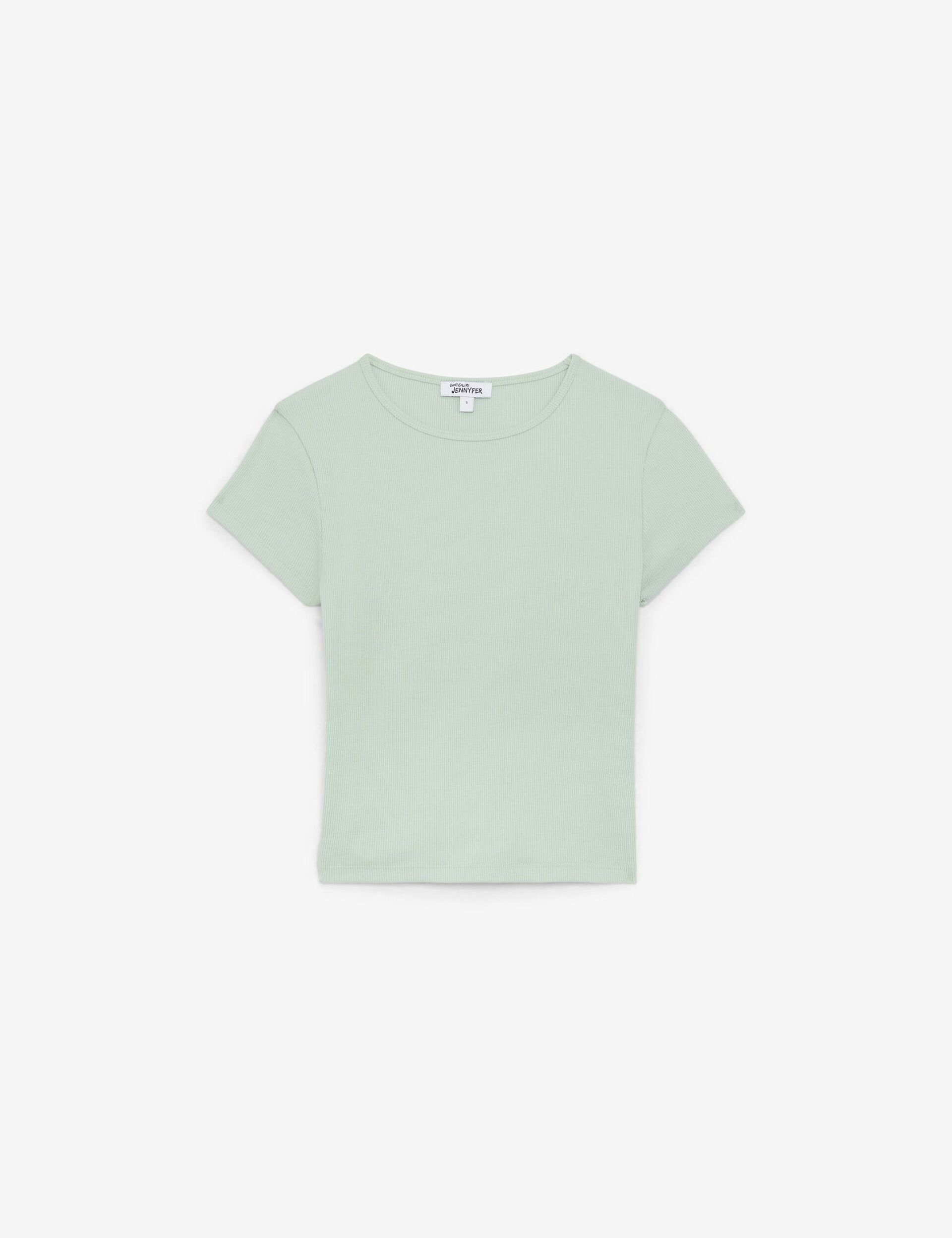 T-shirt basic côtelé vert