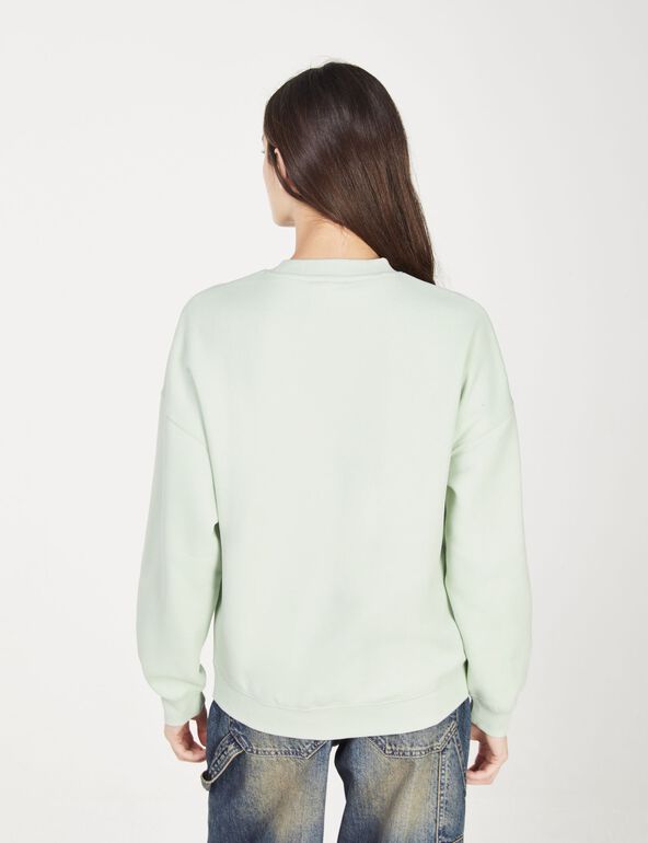 Sweat col rond basic vert clair fille