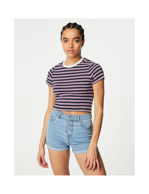 Striped cropped T-shirt teen