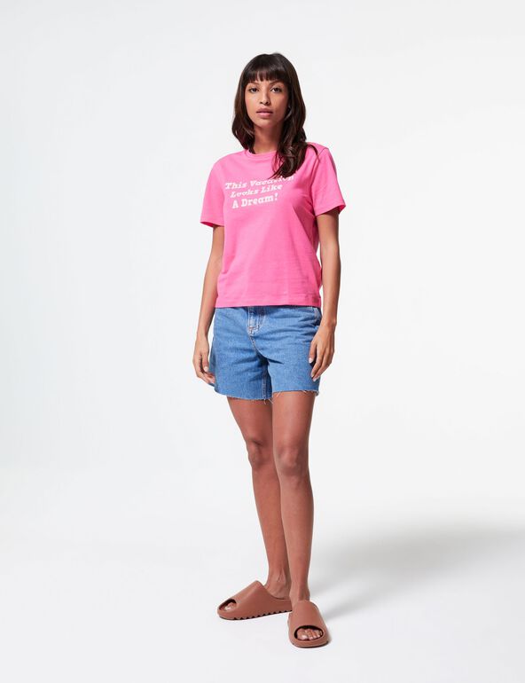 Tee-shirt rose à message teen