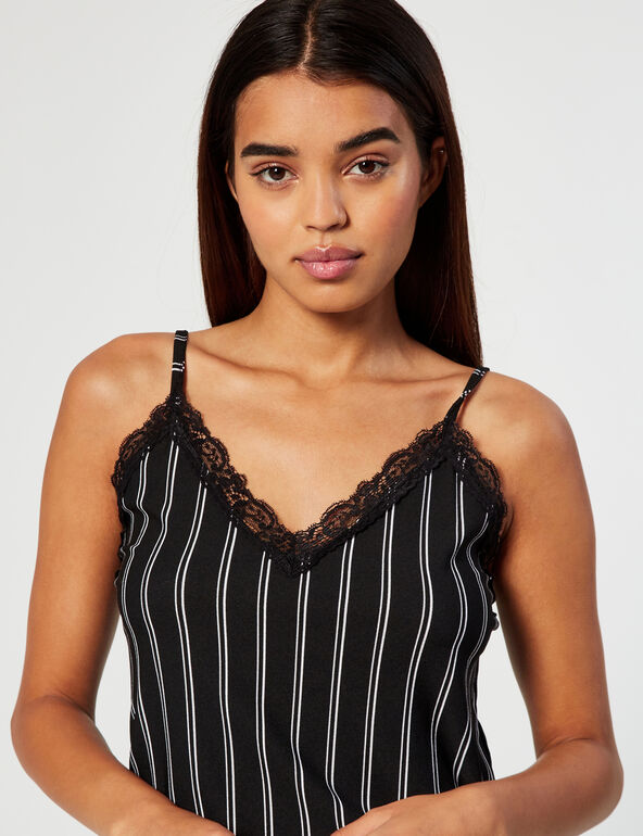Striped cami top with lace detail woman