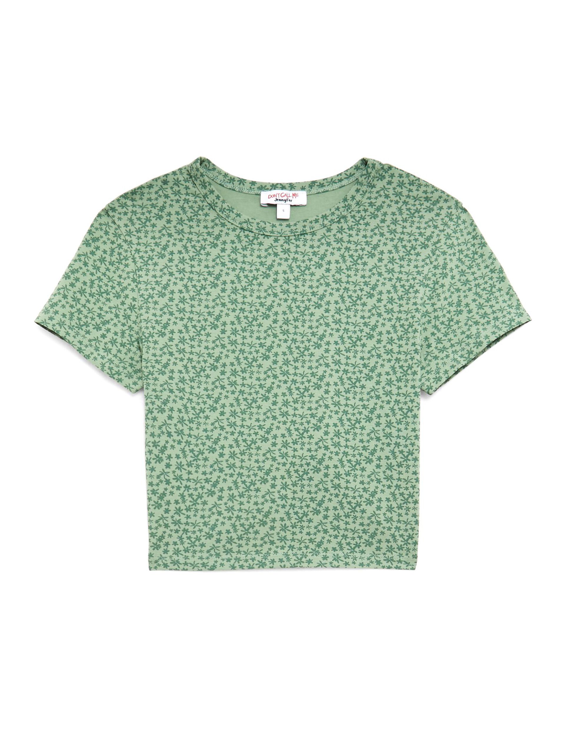 Tee-shirt motif à  fleurs vertes