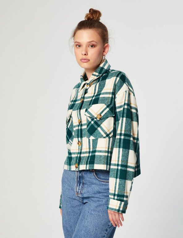 Checked cropped overshirt