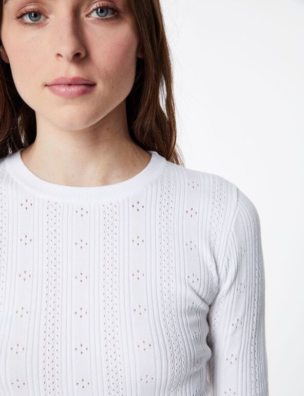 Pull maille pointelle blanc