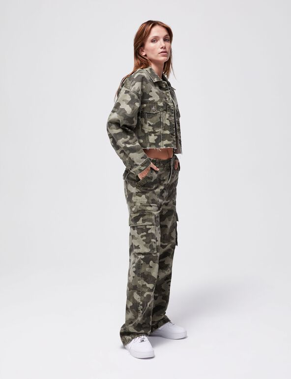 Veste en jean camouflage femme