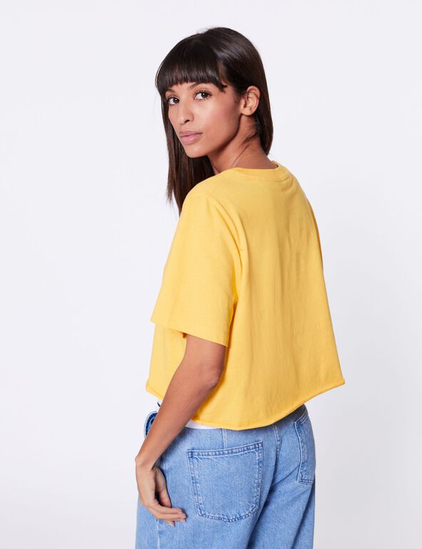 Tee-shirt court oversize jaune  fille