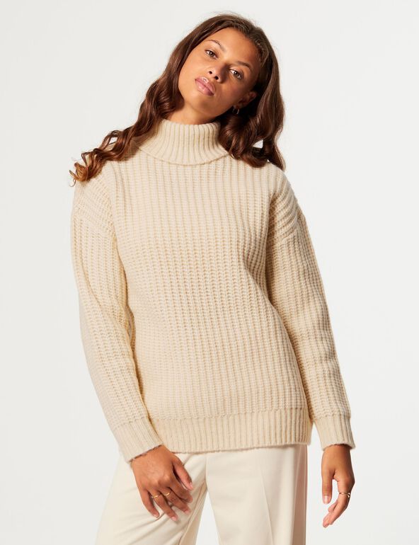 Braided polo-neck jumper