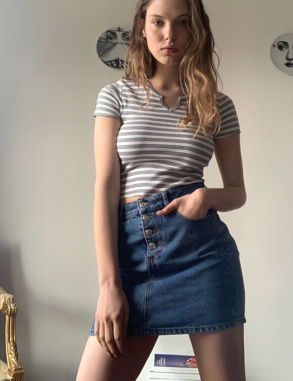 Short denim skirt teen