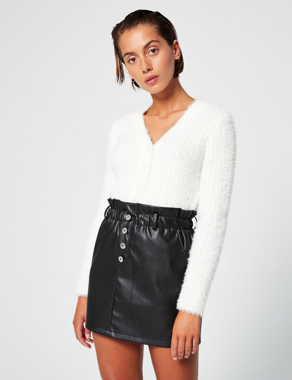 Imitation leather mini skirt teen