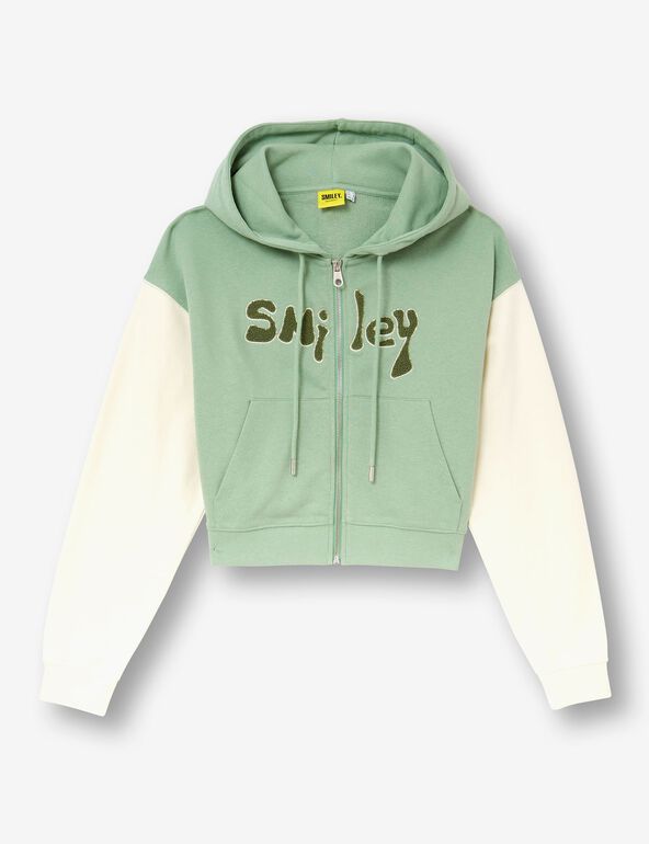 Smiley 2-tone zip-up sweatshirt