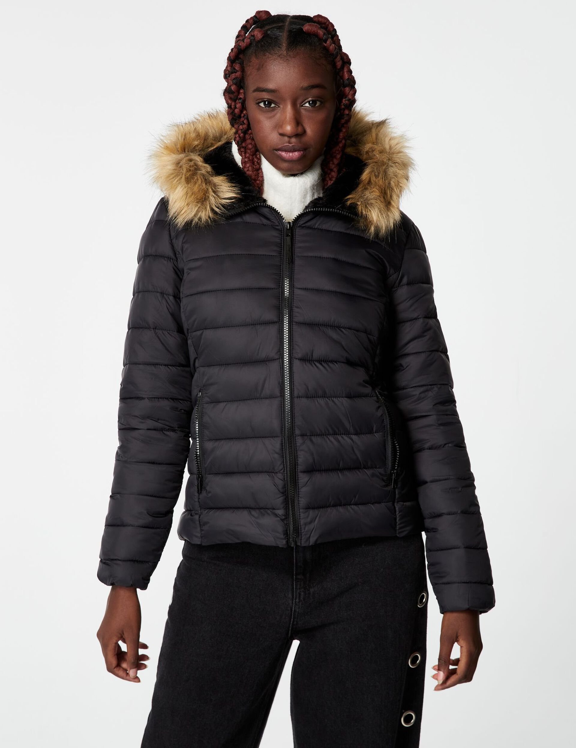 Lightweight padded coat with hood