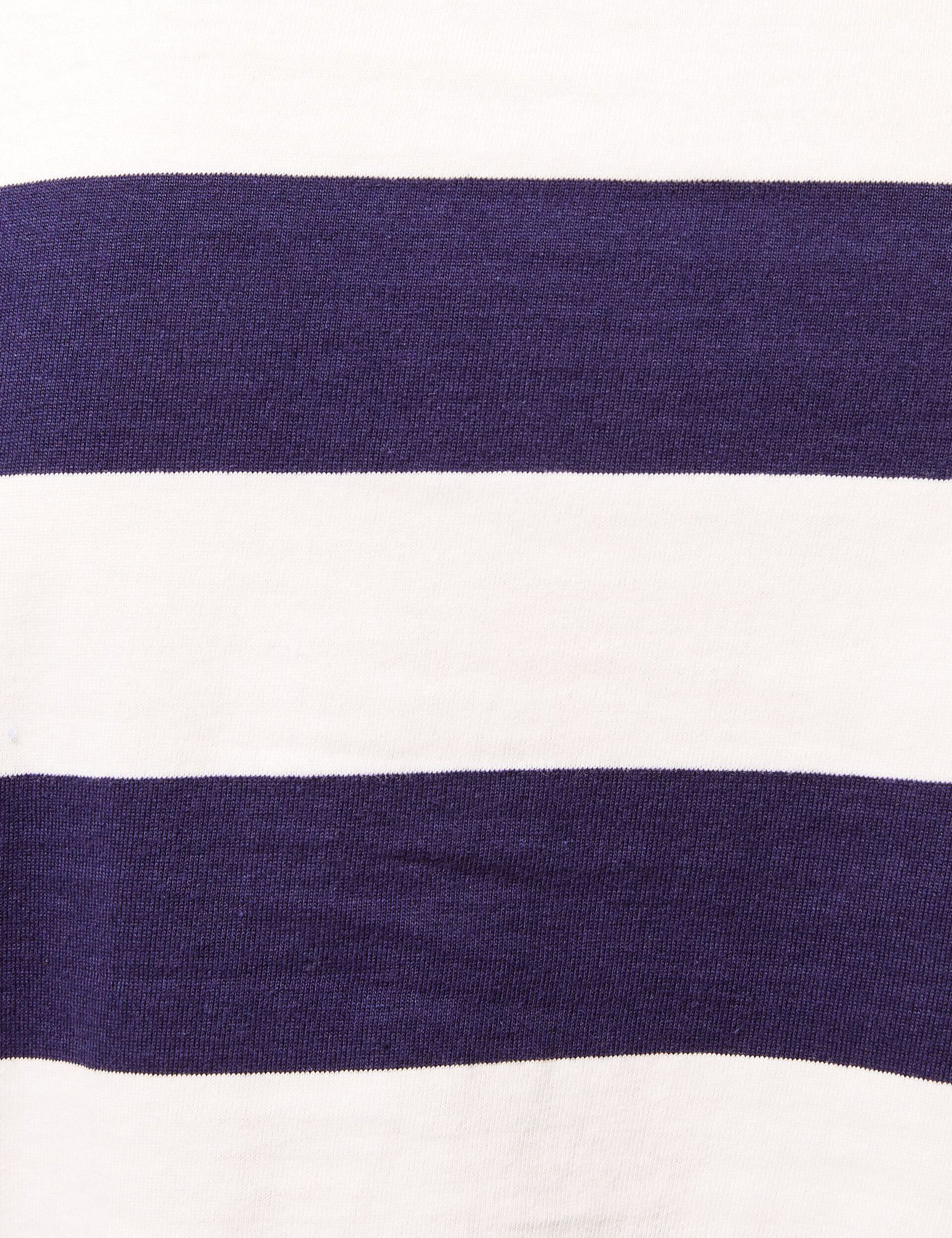 Tee-shirt esprit polo rayé bleu et blanc