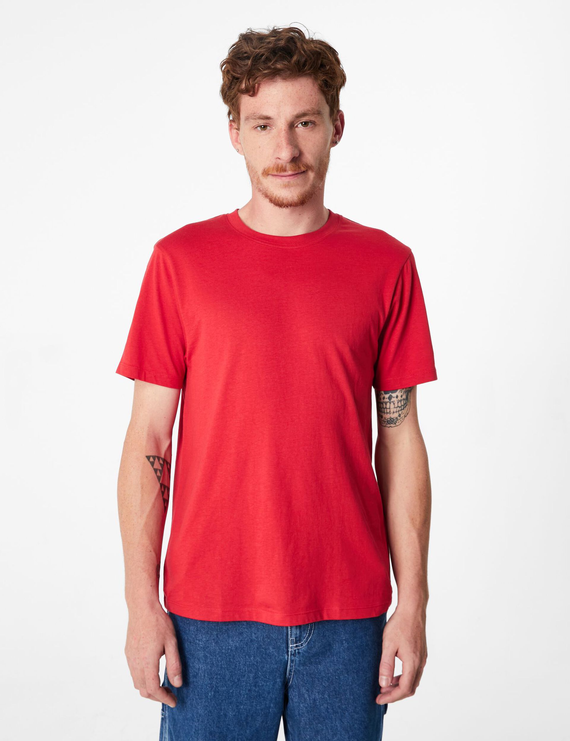 Tee-shirt basic col rond rouge