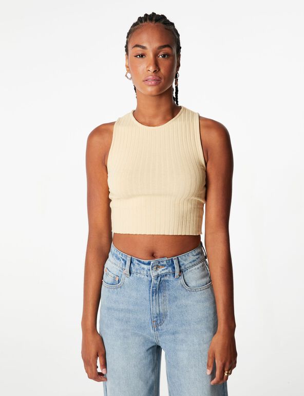 Ribbed cropped vest top teen