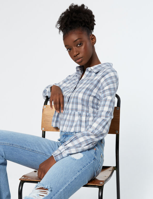 Frilled checked shirt teen
