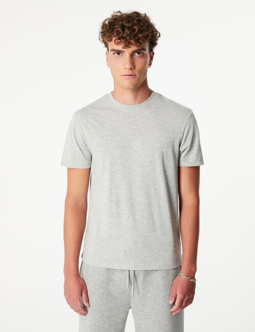 Tee-shirt basic col rond gris