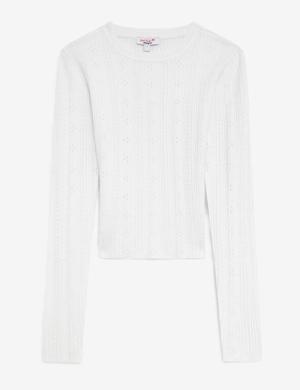 Pull maille pointelle blanc