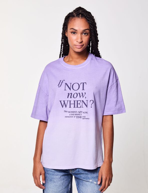 T-shirt oversize lilas à message teen