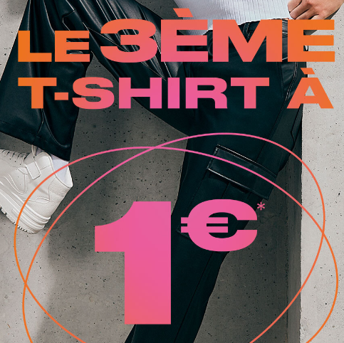 3e T-shirt à 1€